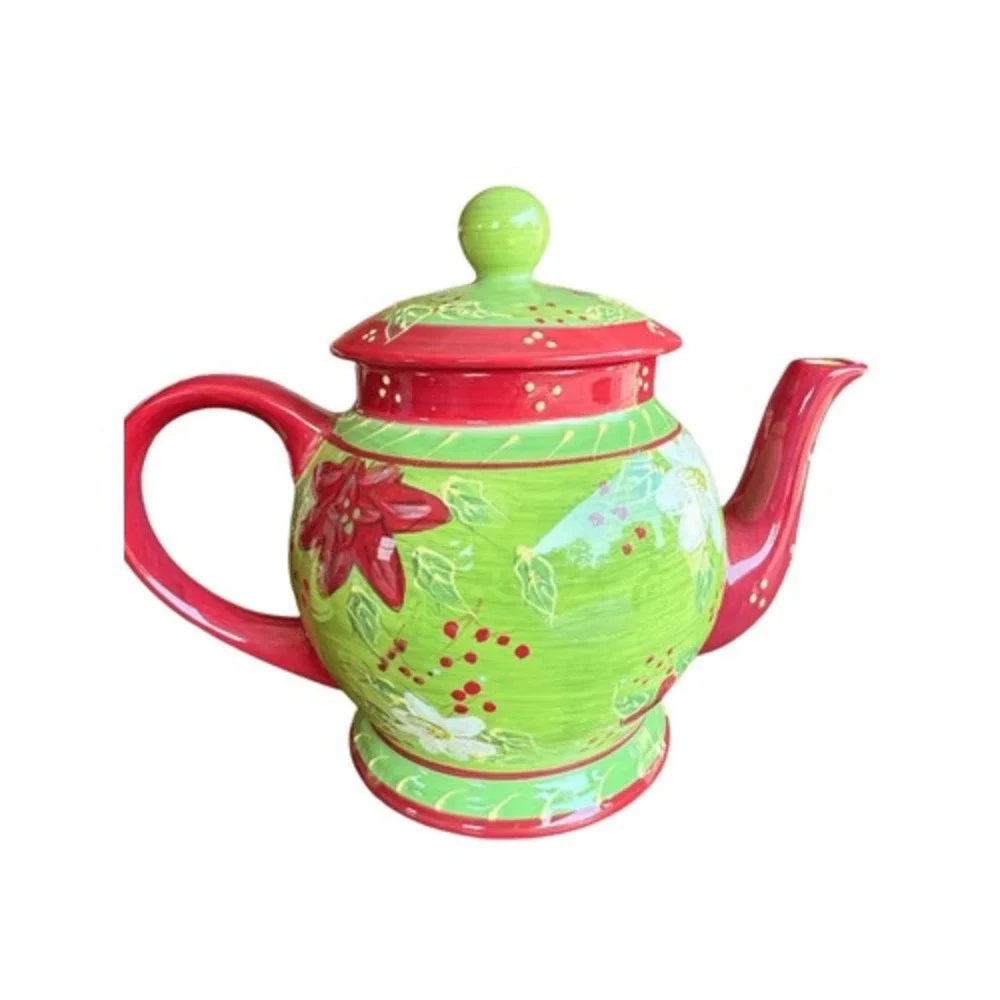 Holly Christmas 3 Pc Tea Set Romancing Provence Collections 2008 Creamer & Sugar